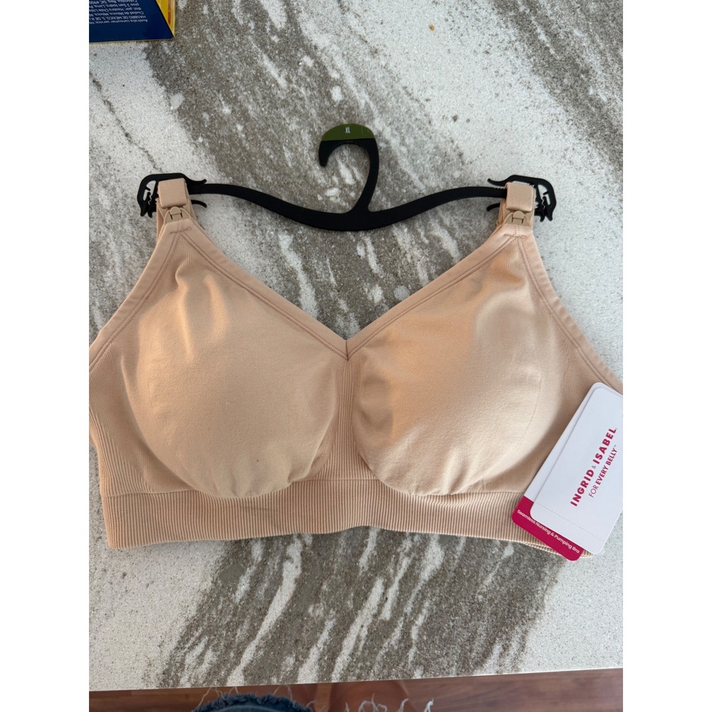 Ingrid & Isabel beige XL Seamless Nursing & Pumping Bra new baby breastfeed